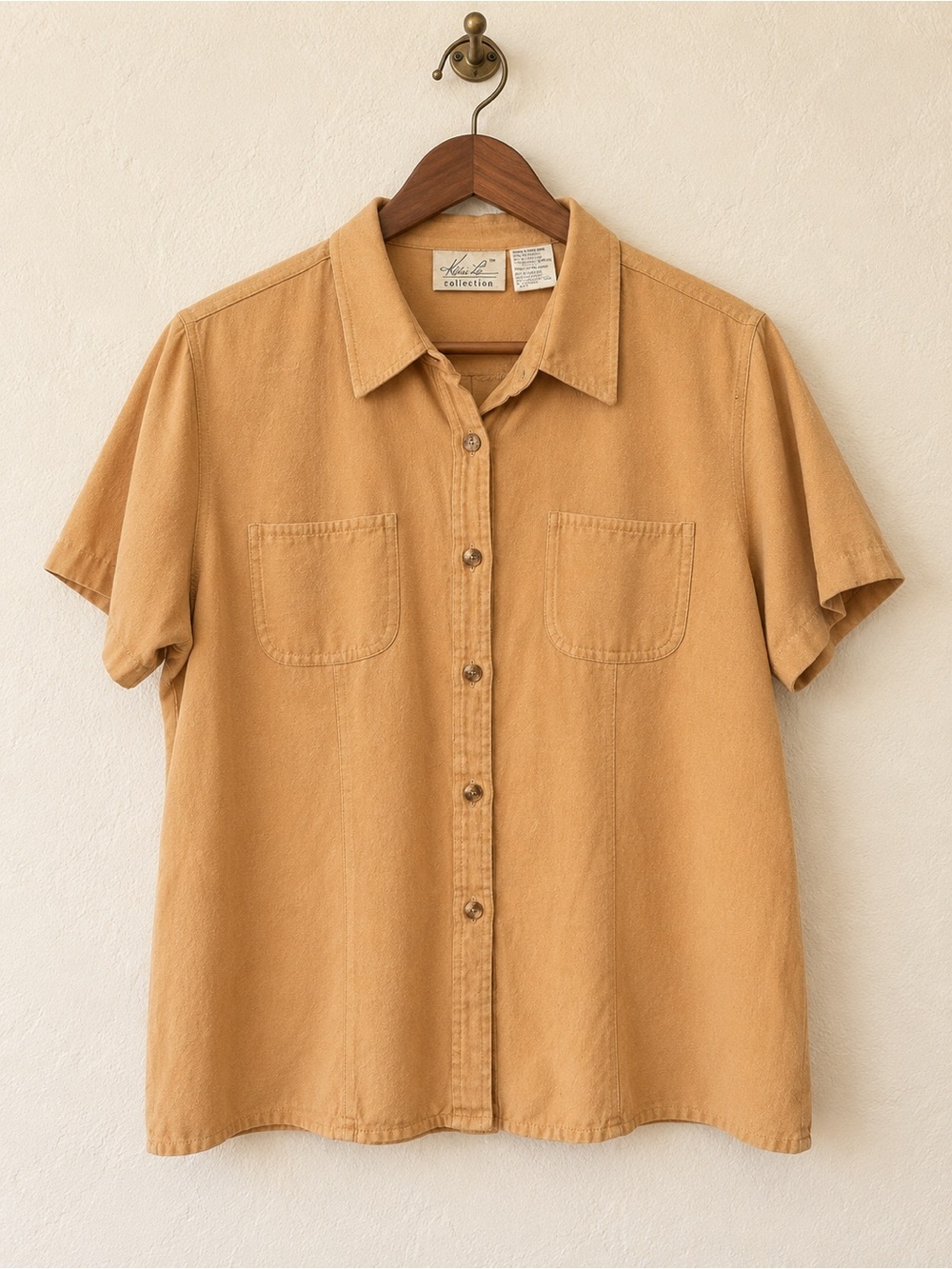 Kathie Lee Collection mustard/camel Short-Sleeve Button-Down Shirt